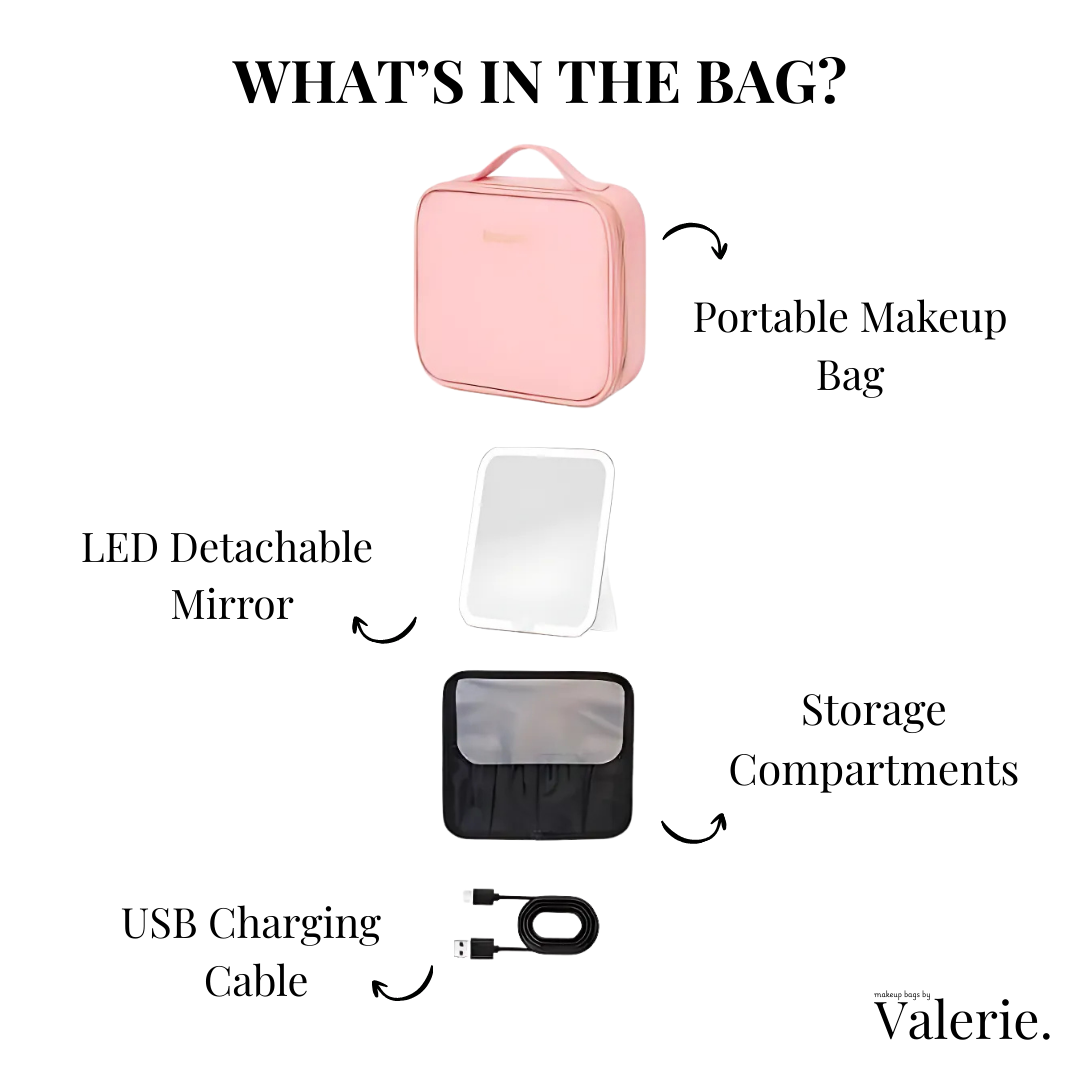 Valerie Travel Makeup Bag with LED Mirror